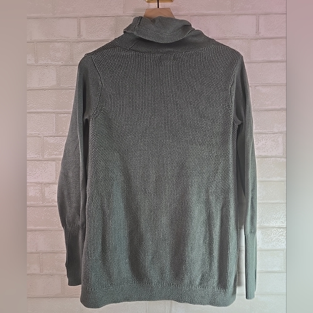 Sigrid Olsen Women’s Woven Green Pullover Sweater Button Side Cowl Neck Small - Picture 4 of 6